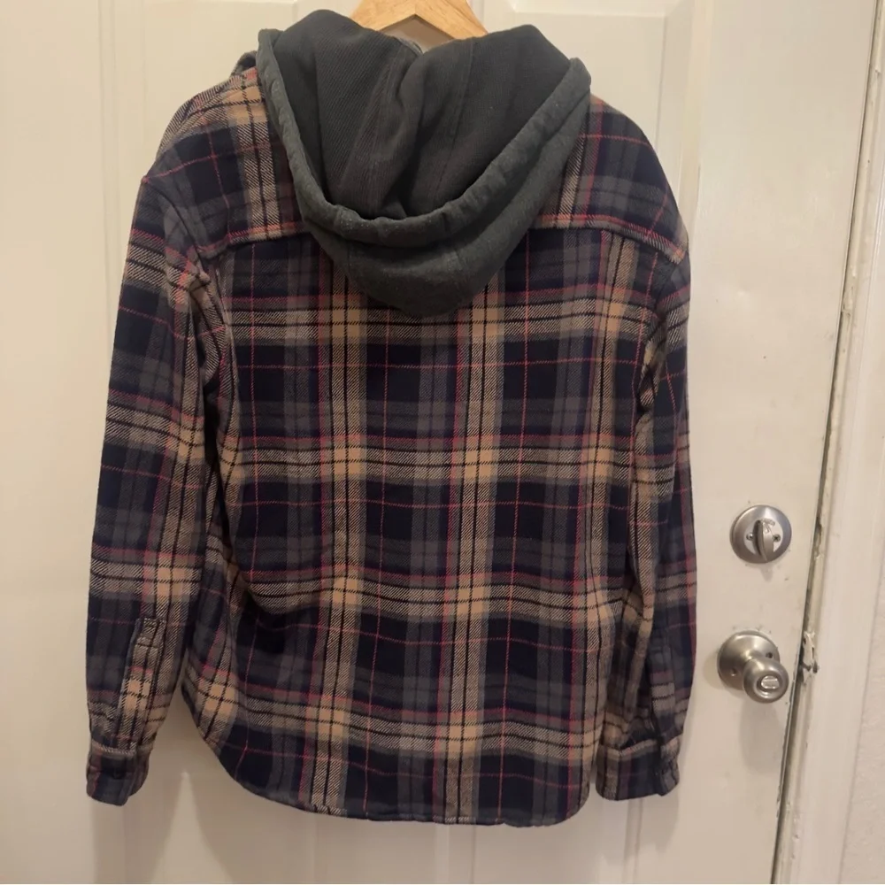 American Eagle Outfitters Men's Plaid Jacket - Navy and Tan